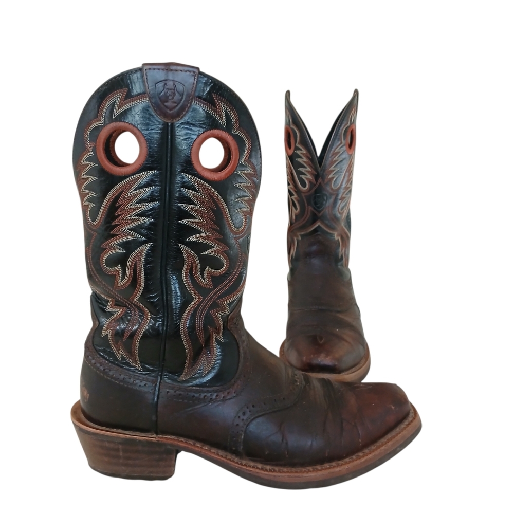 ARIAT Heritage Roughstock Western Boots In Bar Top Brown Men's 9D Leather Cowboy